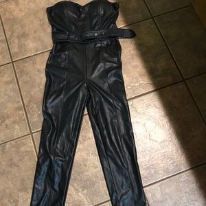 Haute Monde Black Strapless Jumpsuit with Sweetheart Neckline‎